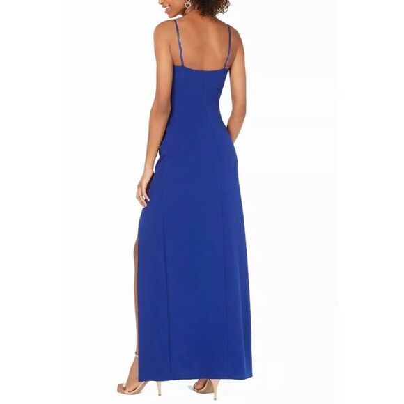 EMERALD SUNDAE - 🎉HP🎉 NWT - L Sz L High-Slit/V-Neck Side Ruched Gown/Royal Blue - Picture 14 of 16